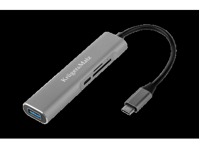 Kruger&Matz USB Type-C 3.1 adapteris (HUB) uz HDMI | USB 3.0 | SD | MicroSD | USB-C portu