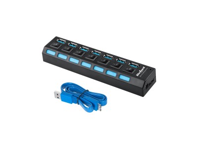  USB 3.0 HUB | 4 porti | līdz 5 Gb/s | Plug&Play | Mac OS | Windows | melns