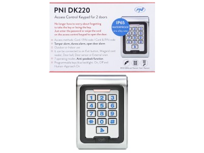 PNI ® Piekļuves kontroles tastatūra  DK220, autonoma, āra un iekštelpām, IP65, ar 2 relejiem