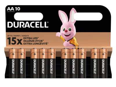 Duracell AA (LR6) baterijas 1.5V Duracell BASIC sērija Alkaline MN1500 iepakojumā 10 gb.