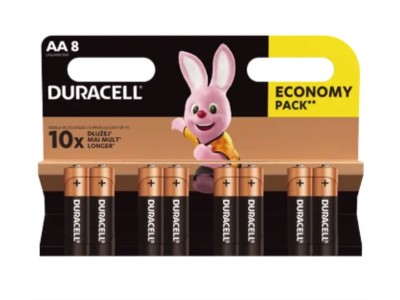 Duracell AA (LR6) baterijas 1.5V Duracell BASIC sērija Alkaline MN1500 iepakojumā 8 gb.
