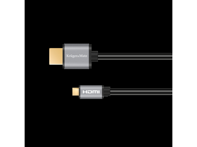 Kruger&Matz HDMI 2.0 – Micro HDMI kabelis 180cm, 4K 60Hz, HDR, 3D, 18Gbps, HDCP 2.2 – Kruger & Matz