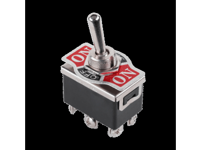  KN3(C)-203 sviru slēdzis DPDT (ON-OFF-ON), 6 kontakti, 6A/250V, paneļa montāža