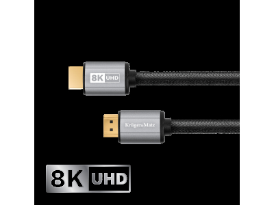 Kruger&Matz HDMI 2.1 Ultra High Speed kabelis 90cm, 8K 60Hz, 4K 120Hz, 48Gbps, eARC, HDR, OFC – Kruger & Matz