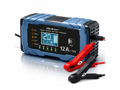 Qoltec ® Inteliģentais mikroprocesoru lādētājs AGM / GEL / LiFePO4 akumulatoriem | Remonta funkcija | 12V 12A