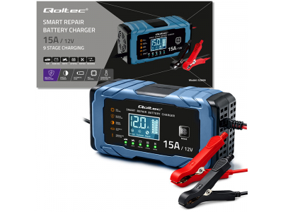 Qoltec ® Inteliģentais lādētājs AGM / GEL / LiFePO4 akumulatoriem | Remonts | 12V 15A
