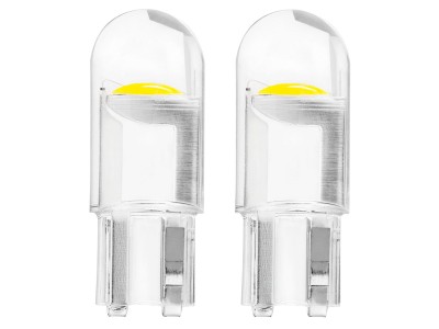 AMiO Auto gabarītlukturu LED spuldzes T10 W5W / W3W / R10 COB 12V ( balta gaisma), AMIO-02645