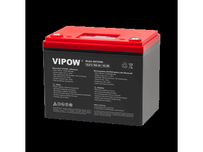 Vipow Litija akumulators ar digitālo ekrānu un Bluetooth : 12.8V 100Ah (1280Wh)  : LiFePO4 : Vipow