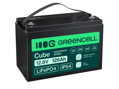 Green Cell ® LiFePO4 akumulators 125Ah 12.8V 1600Wh, litija dzelzs fosfāts, ūdensizturīgs | Green Cell