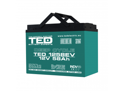 TED ® 12V 58Ah dziļās izlādes gēla akumulators | 224 x 135 x 175 mm | TED