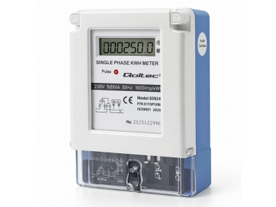 Qoltec ® Vienfāzes elektroniskais skaitītājs | Elektroenerģijas patēriņa skaitītājs | 230V | 5(60)A | LCD