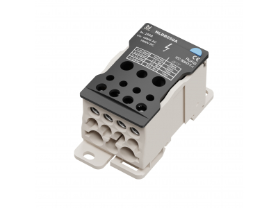 NORDEL™ NLDB sadales bloks Al/Cu 250A Ieeja: 1x35–120 mm². Izeja: 2x6–35 / 4x2,5–10 / 5x2,5–16 mm². 1000V