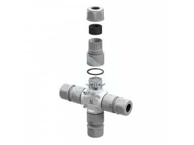NORDEL™ NLHC hermētiskais savienotājs 0,5–2,5 mm². 3 kontakti. 24A. 450V. ?5–9 / 9–12 mm. IP68