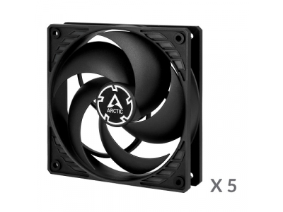 ARCTIC P12 Pressure-Optimised Fans, 3-pin, 5-fan pack, black