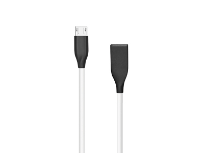Silicone cable USB - Micro USB (white, 1m)