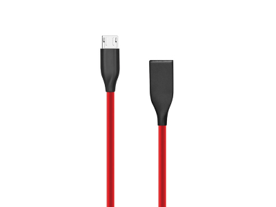 Silicone cable USB - Micro USB (red, 1m)