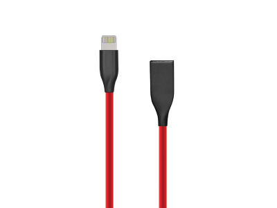 Silicone Cable USB- Lightning, 1m (red)