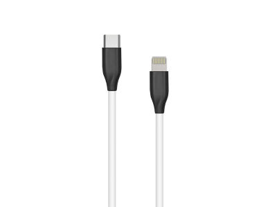 Silicone cable USB Type-C - Lightning (white, 1m)
