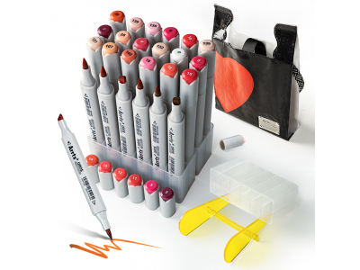 Double-sided Marker Pens ARRTX Oros, 24 Colours, red tone shade