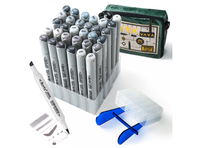 Double-sided Marker Pens ARRTX Oros, 32 Colours, grey tone shade