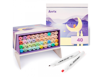 Double-sided Marker Pens ARRTX Alp, 40 Colours, pastel tone shade