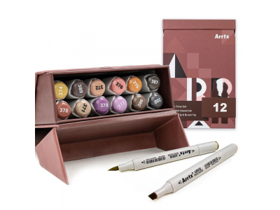 Double-sided Marker Pens ARRTX  Oros, 12 Colours, earth tone shade