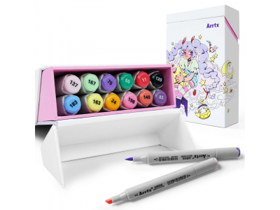 Double-sided Marker Pens ARRTX Oros, 12 Colours, pastel tones