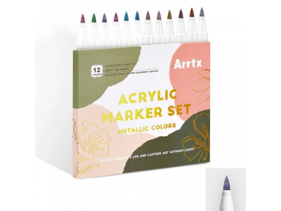 Acrylic Marker Pens ARRTX, 12 Metallic Colors