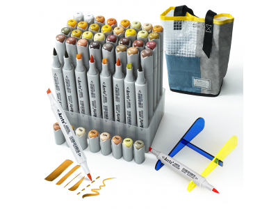 Double-sided Marker Pens ARRTX Oros, 40 Colours, yellow tone shade