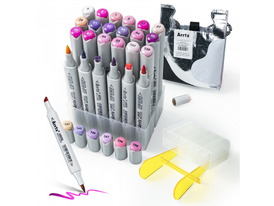 Double-sided Marker Pens ARRTX Oros, 24 Colours, purple tone shade