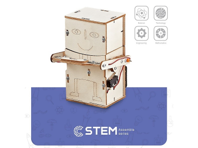 Wooden Assembly Kit Coin Swallowing Robot, STEM Educational Toy