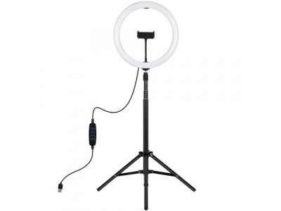 LED Ring Lamp 30cm with Tripod Mount Up To 1.65m, phone clamp, USB