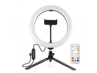 LED Ring Lamp 26cm With Tripod 8.3cm, Phone Clamp, USB