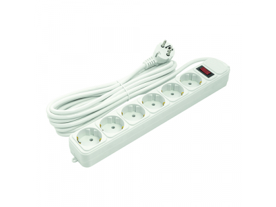Extension cord 5m, 6 sockets, with switch