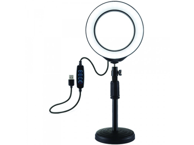 LED Ring Lamp 16cm With Desktop Mount 18-28cm, USB
