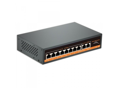 PoE switch 8x100Mbps PoE + 2x Gigabit UPLINK, 120W