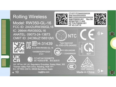  HP 4G LTE Modem m.2 WWAN Cat 16 Mobile Broadband Cellular (compatible with WWAN-ready ProBook EliteBook 4 6 - G1i G1a - 13 14 16) B8BD2AA
