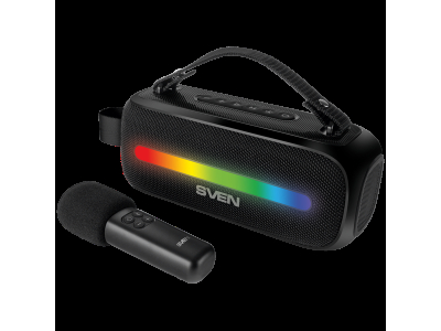 Speaker SVEN PS-255, black (12W, Bluetooth, FM, USB, karaoke mic, 3600mAh) SV-022563