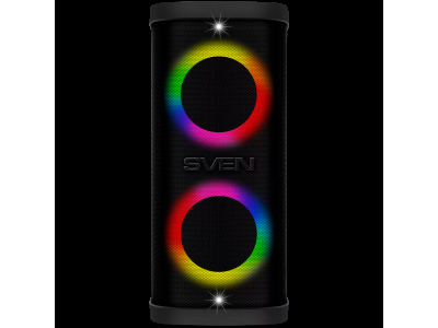 Portable speaker SVEN PS-950, black, power output 2x80W (RMS), TWS, Bluetooth, IPx4, FM, USB, microSD, LED-display, lithium battery SV-022396