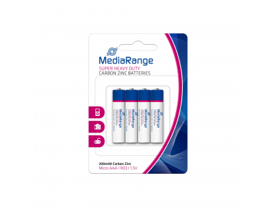 BATTERY CARBON-ZINC AAA 1.5V/4PCS MRBAT141 MEDIARANGE