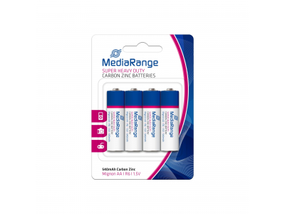 BATTERY CARBON-ZINC AA 1.5V/4PCS MRBAT144 MEDIARANGE