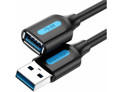 CABLE USB2.0 MALE TO FEMALE/0.5M BLACK CBIBD VENTION