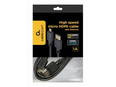 CABLE HDMI-MICRO HDMI 1.8M/V.2.0 BLK CC-HDMID-6 GEMBIRD