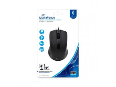 MOUSE USB OPTICAL BLACK/3-BUTTON MROS210 MEDIARANGE