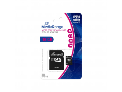 MEMORY MICRO SDHC 16GB C10/W/ADAPTER MR958 MEDIARANGE