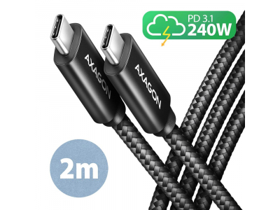 CABLE USB-C TO USB-C 2M 240W/BRAID BLK BUCM2-CM20AB AXAGON