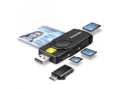 CARD READER USB-C+USB2.0 4SLOT/SMARTCARD CRE-SMP2A AXAGON