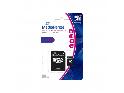 MEMORY MICRO SDXC 64GB C10/W/ADAPTER MR955 MEDIARANGE