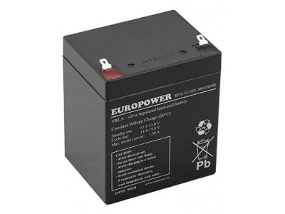 BATTERY 12V 5AH VRLA/EP5-12T2 EUROPOWER EMU