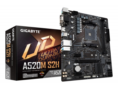 Mainboard|GIGABYTE|AMD A520|SAM4|Micro-ATX|Memory DDR4|Memory slots 2|2xPCI-Express 3.0 1x|1xPCI-Express 3.0 16x|1xM.2|1x15pin D-sub|1xDVI-D|1xHDMI|2xAV-In|1xAV-out|2xUSB 2.0|4xUSB 3.2|1xPS/2|1xRJ45|A520MS2H1.3